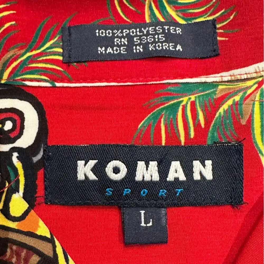 Koman Mens XL Red Short Sleeve Tropical Woody Casual Shirt - Picture 3 of 5